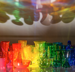 A Rainbow Like You, 2015, blown glass, acrylic, lighting, 33 x 57 x 37 in. Courtesy of the artist and Heller Gallery, New York.