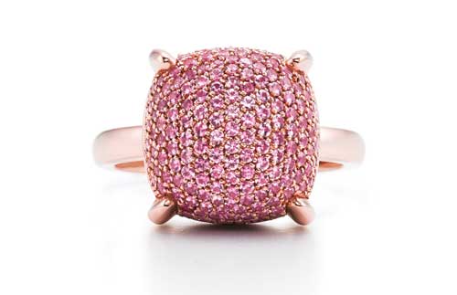 Paloma’s Sugar Stacks ring in 18-karat rose gold with pink sapphires.