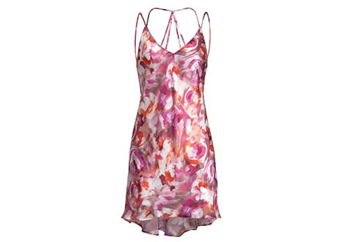 Naked Princess strap-back silk chemise in Amour print