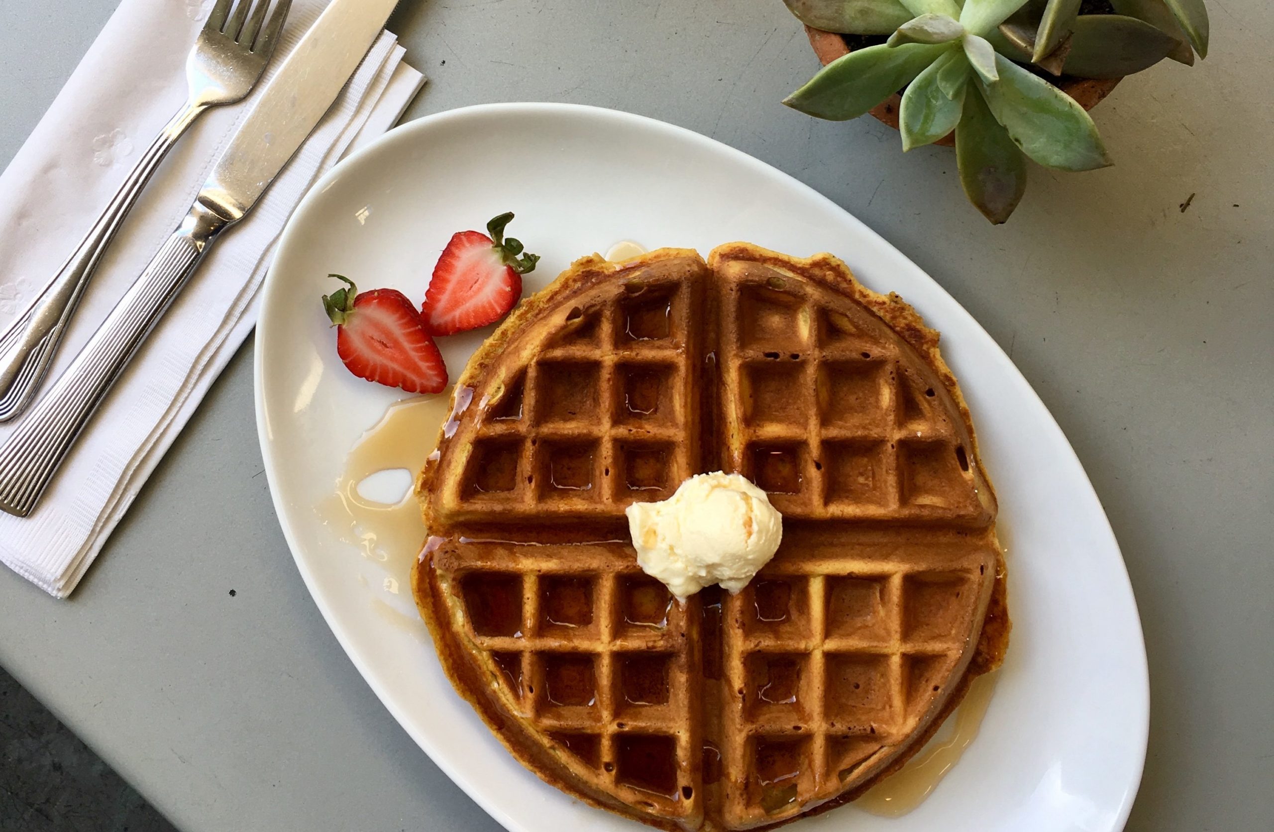 Celebrate Cafe 222s anniversary with their renowned pumpkin waffles. 