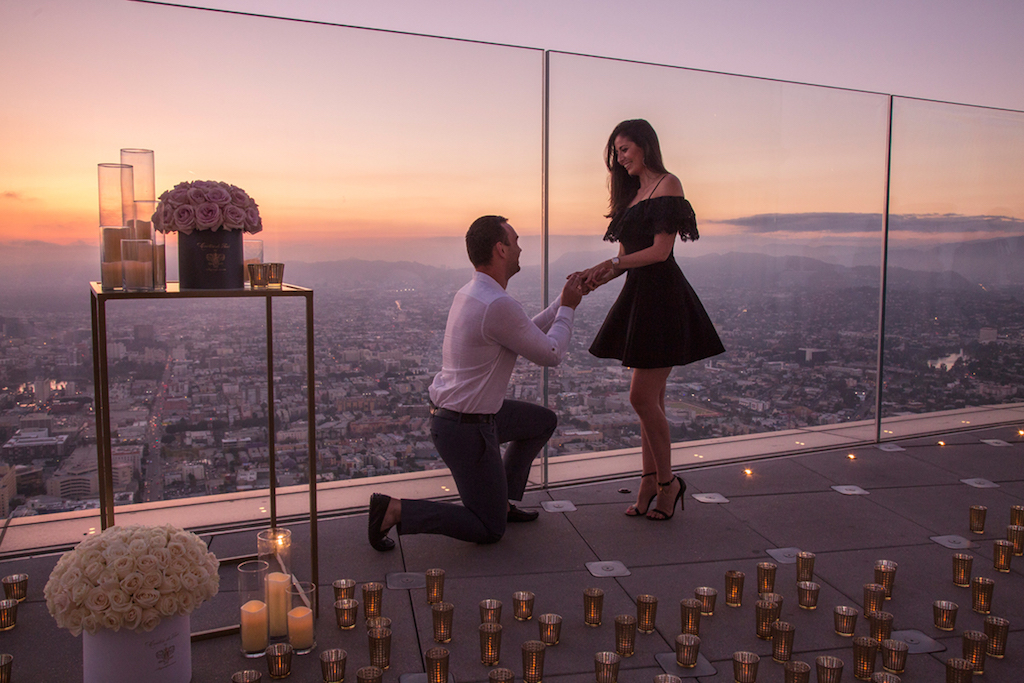 Pop the question nearly 1,000 feet above downtown Los Angeles.