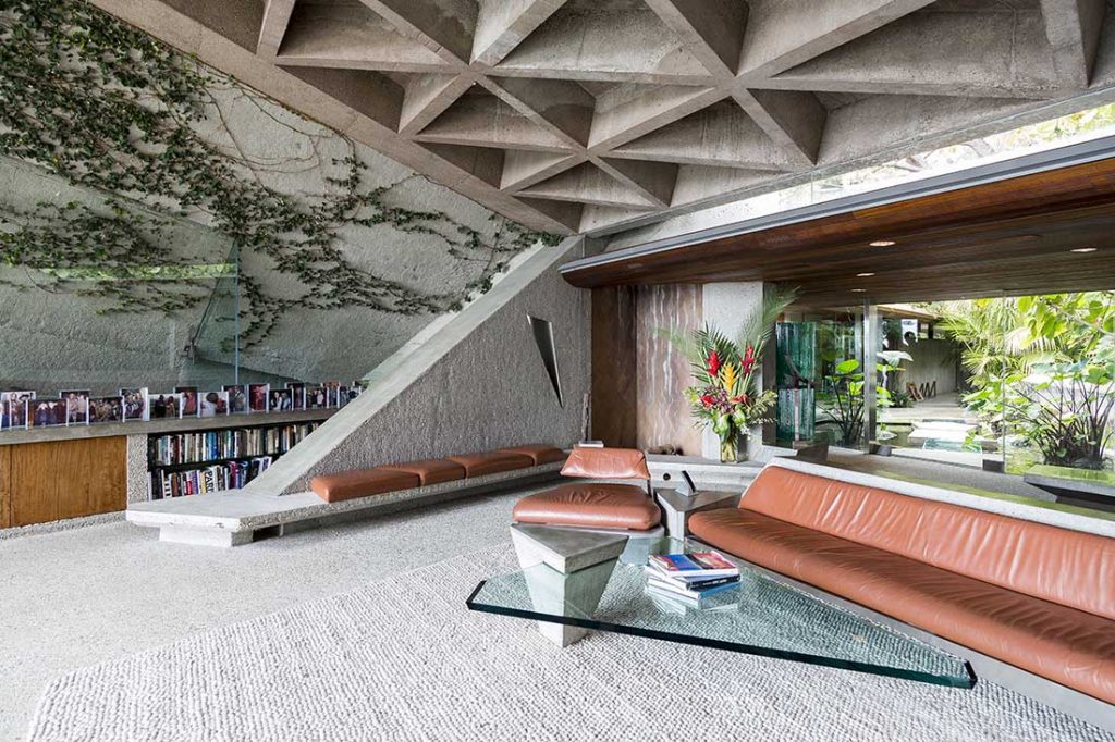Built-in Lautner-designed furniture at the Sheats-Goldstein house