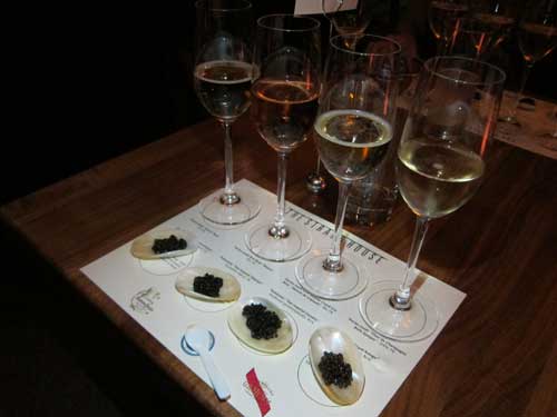 Champagne and Petrossian caviar presentation