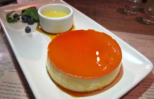 flan for dessert at mercado santa monica