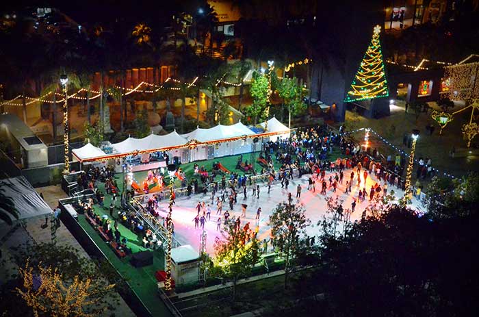 Pershing Square ice skating in Los Angeles