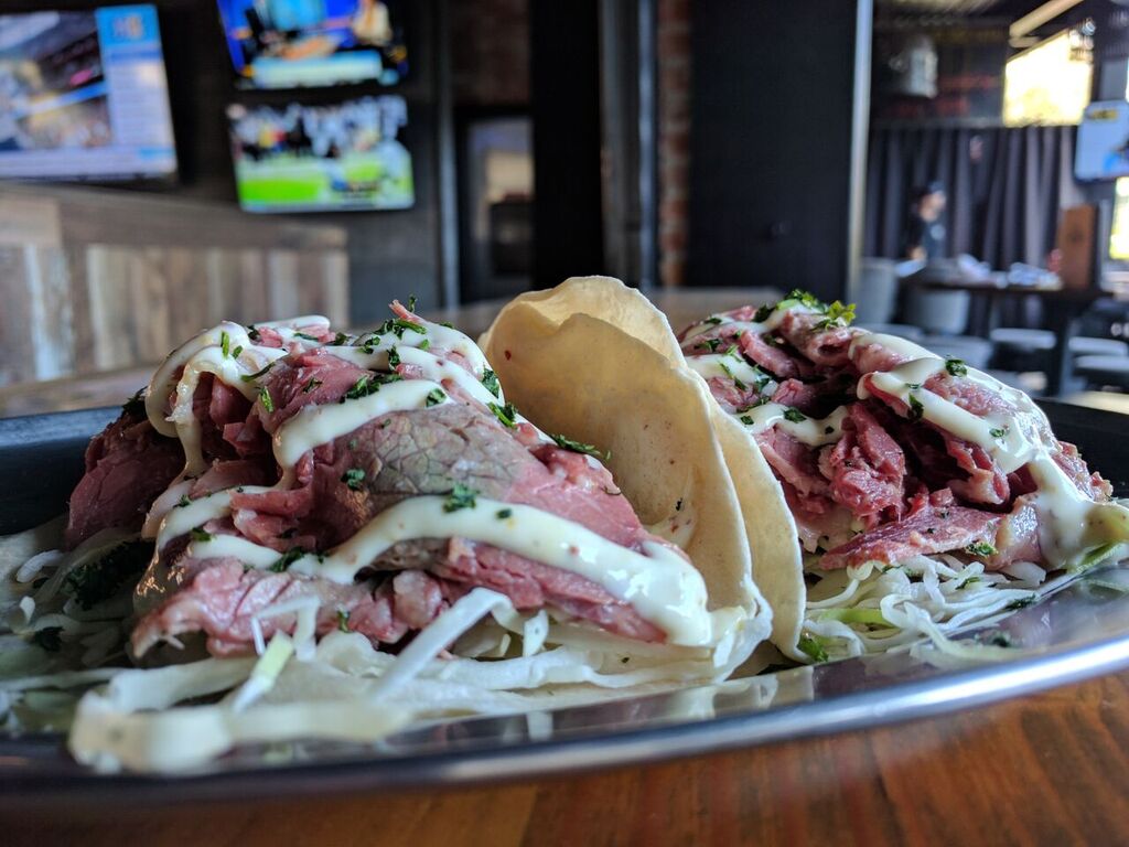 Social Tap Eatery Corned Beef Tacos