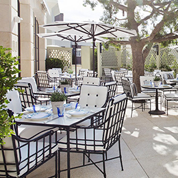 The Belvedere's outdoor terrace space at Peninsula Beverly Hills photo courtesy Peninsula Beverly Hills