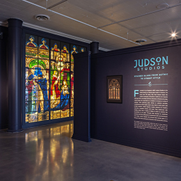 "Judson Studios – Stained Glass from Gothic to Street Style" exhibit photo credit Kyle Mickelson/Judson Studios