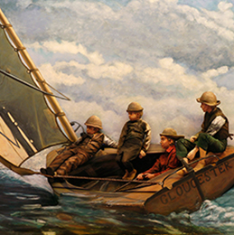 Winslow Homer's "Breezing Up (A Fair Wind)" at Pageant of the Masters 2021 photo courtesy Festival of Arts/Pageant of the Masters