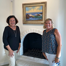 The Laguna Plein Air Painters Association's president Toni Kellenberg with executive assistant and gallery manager Bonnie Langner in the new gallery space photo courtesy The Laguna Plein Air Painters Association