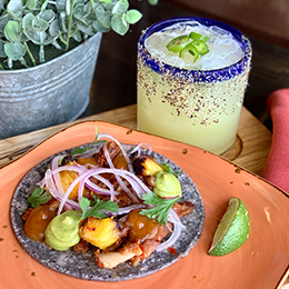Don Chingon taco and Bad Hombre margarita at Descanso photo courtesy Descanso Restaurant