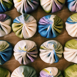 Rainbow dumplings by Sandy Ho at Employees Only x Sandita's Pop-Up Dinner photo courtesy Carving Block PR