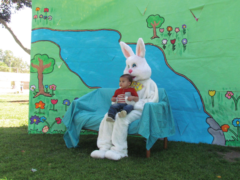 Easter bunny and kid