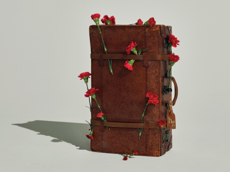 luggage and flowers