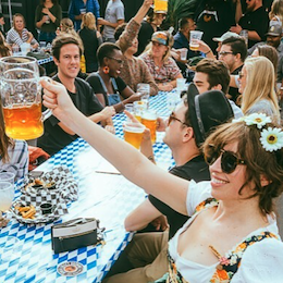 woman drinking at Octoberfest